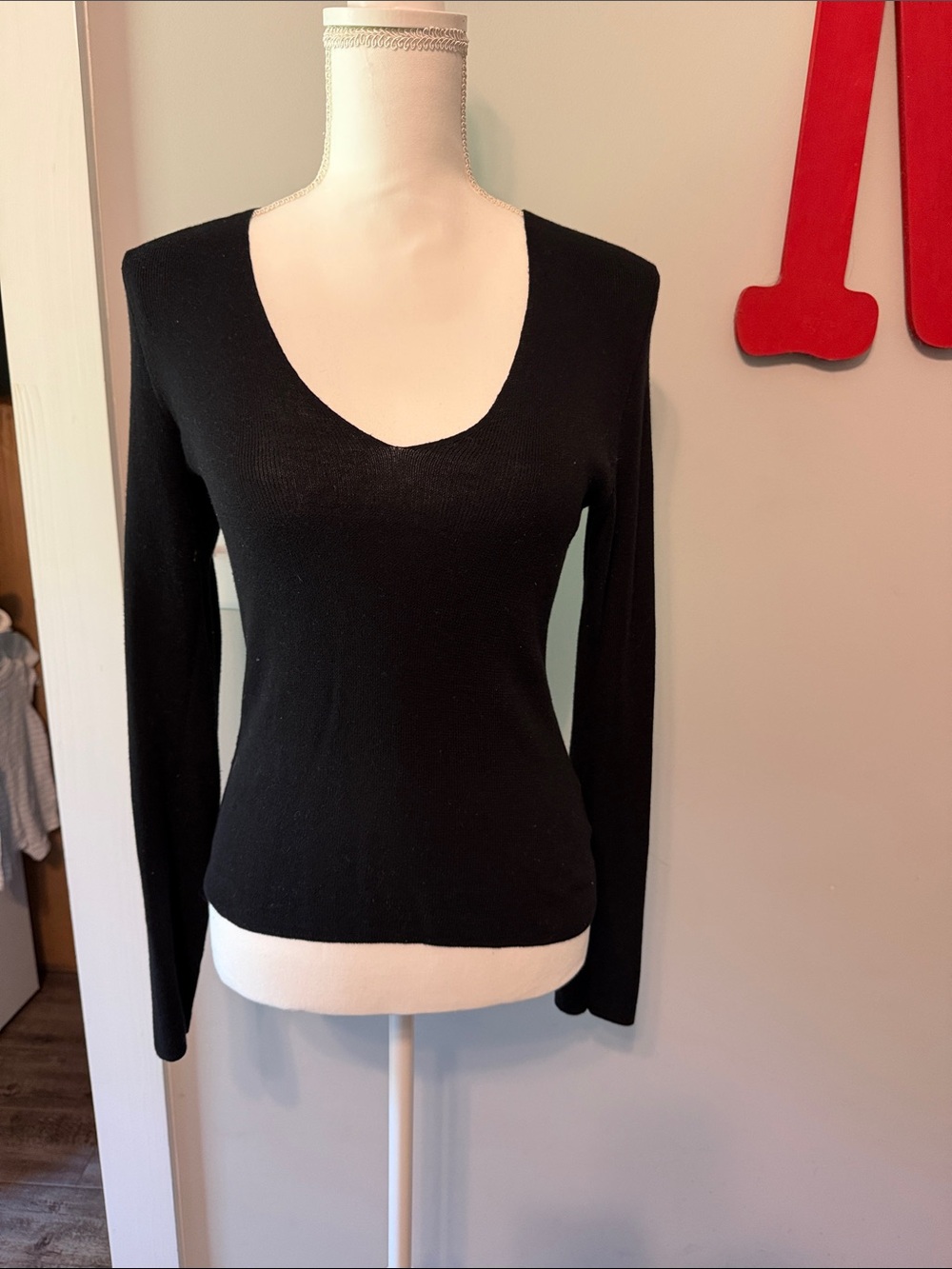 Express Black Long Sleeve Fitted Top